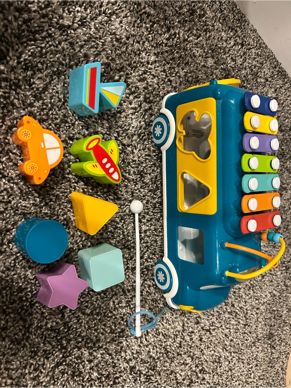 Musical Shape Sorter Bus Toy - Teal and Yellow